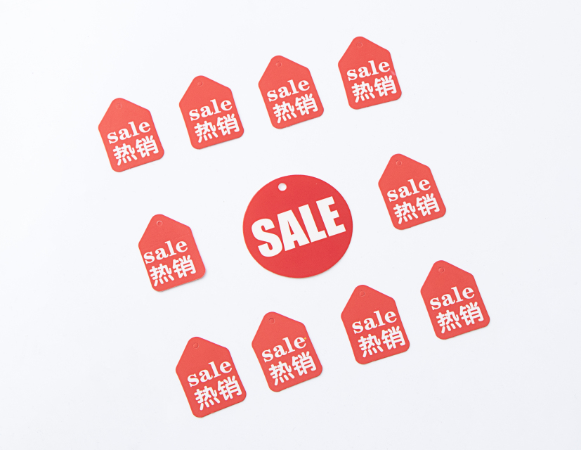 促销热卖标签整齐排列实拍图