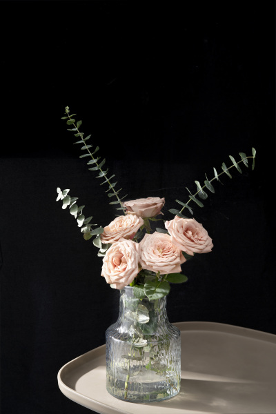 玻璃花瓶玫瑰插花摆件实拍图