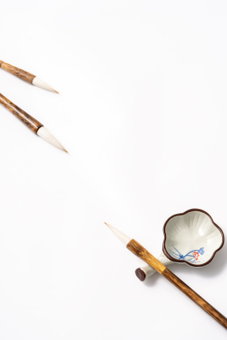 简约毛笔墨盘摆放实拍图