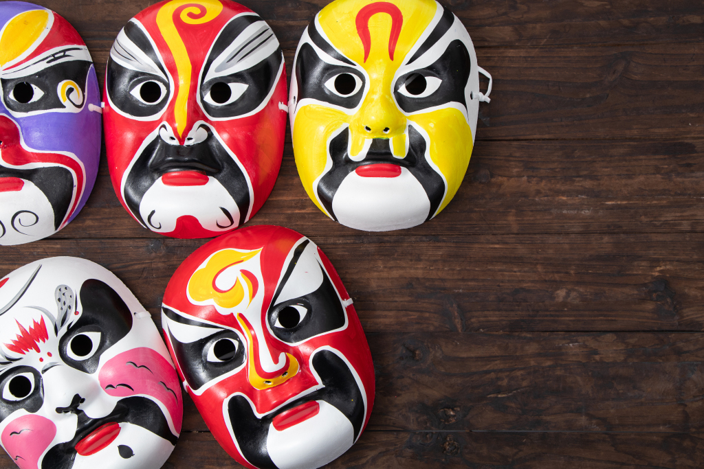 京剧戏曲脸谱面具道具高清图版权图片下载