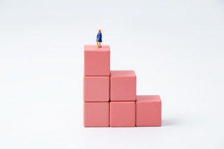 粉色方块积木和一个小人偶高清图