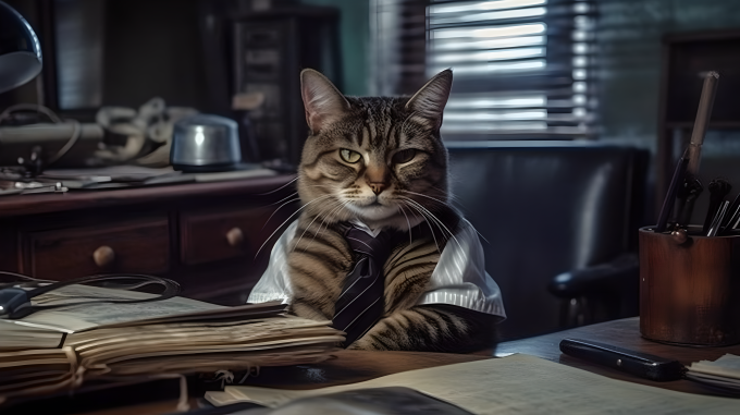 缉凶猫侦探—缅因猫绅士风格高清图