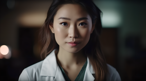 唯美的亚洲女医生上半身肖像