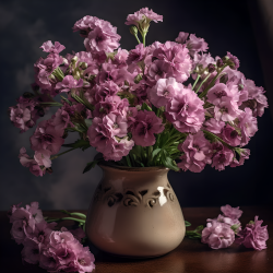 花瓶里盛开的紫丁香高清图