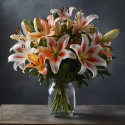 鲜艳的百合花花瓶摄影高清图