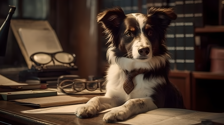 边境牧羊犬侦探绅士高清图版权图片下载