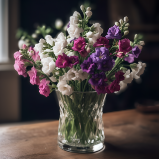 花瓶里盛放着盛开的紫丁香高清图