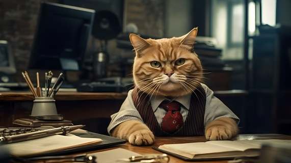 带领带的绅士橘猫高清图