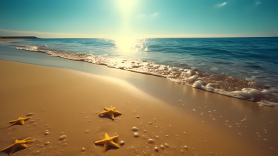 夏日海滩金黄细腻的沙子摄影图片