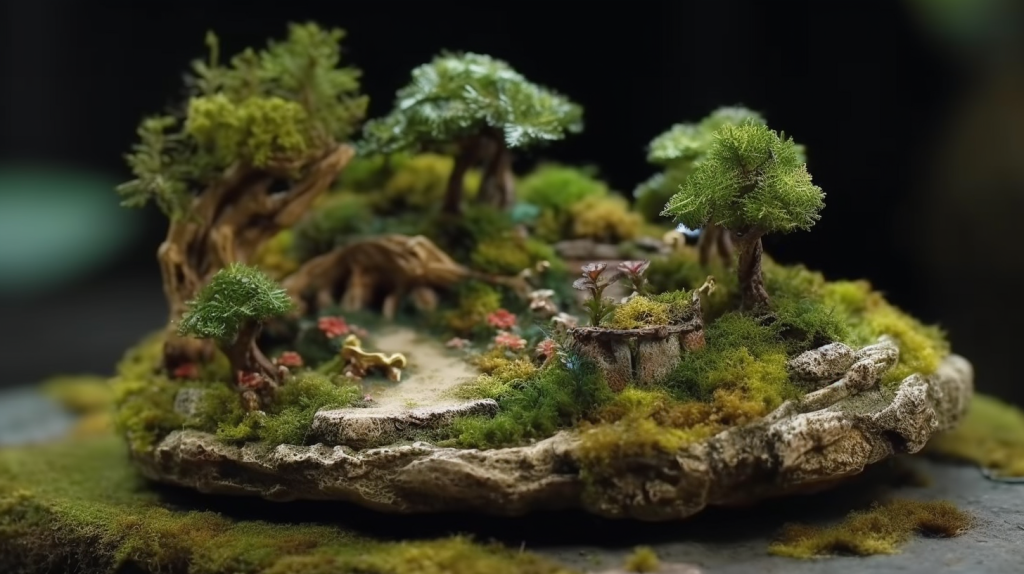 苔藓微景观盆栽摄影图