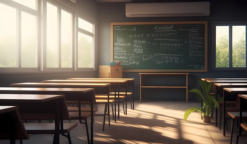 教室白天自然光黑板摄影版权图片下载