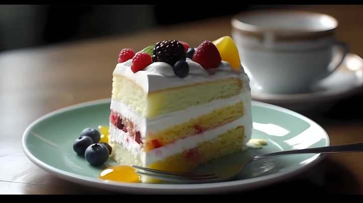 白色奶油蓝莓蛋糕摄影版权图片下载