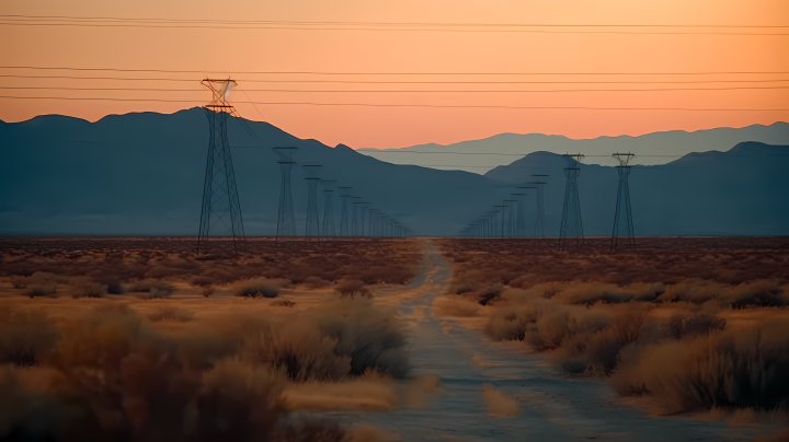 黄昏时分的沙漠风光摄影图版权图片下载