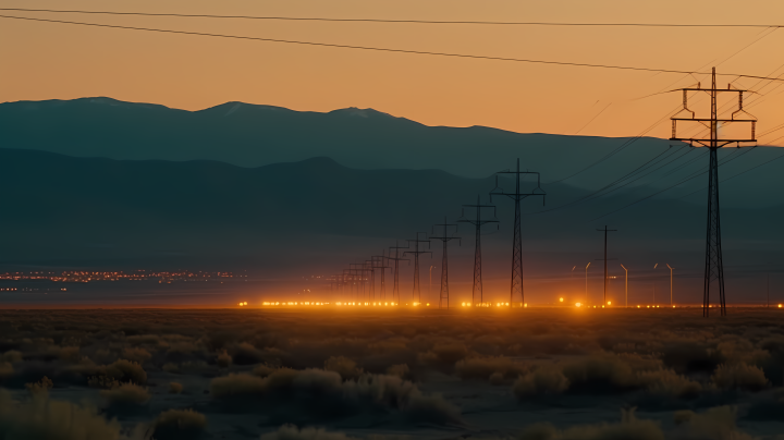 夕阳余晖下的沙漠奇观版权图片下载