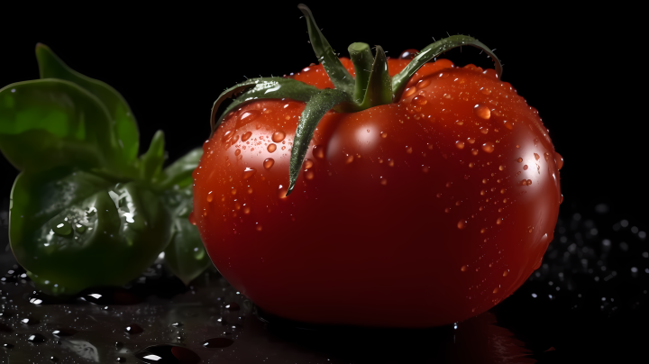 鲜艳的红色番茄水珠版权图片下载