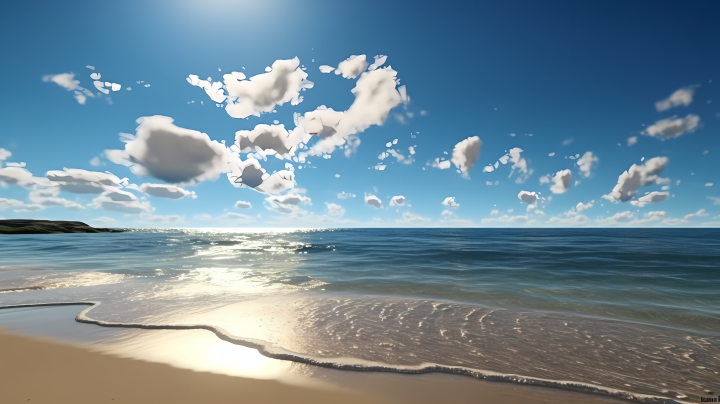 明媚阳光下的海滩风景摄影版权图片下载
