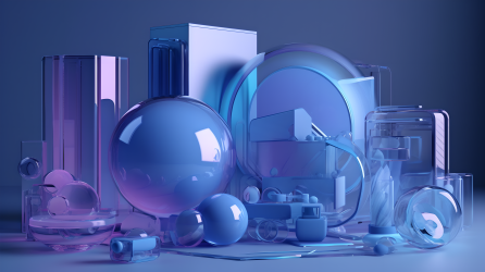 蓝紫色科技感玻璃制品图片