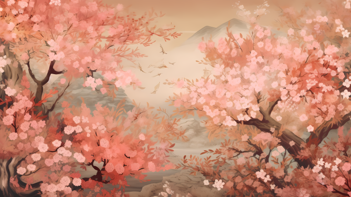 盛开的樱花花园摄影壁纸高清图版权图片下载
