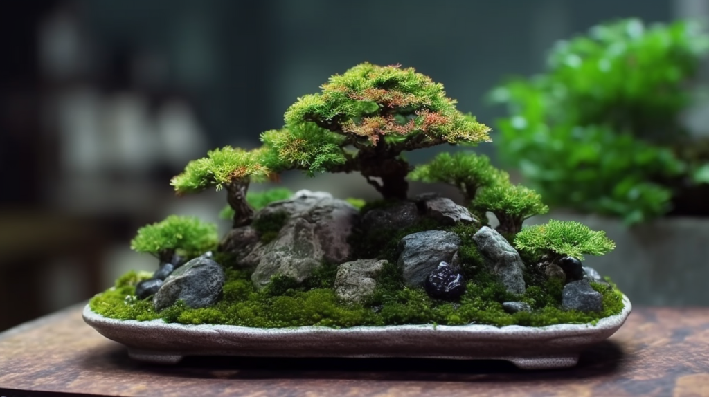 苔藓微景观盆栽摄影图片