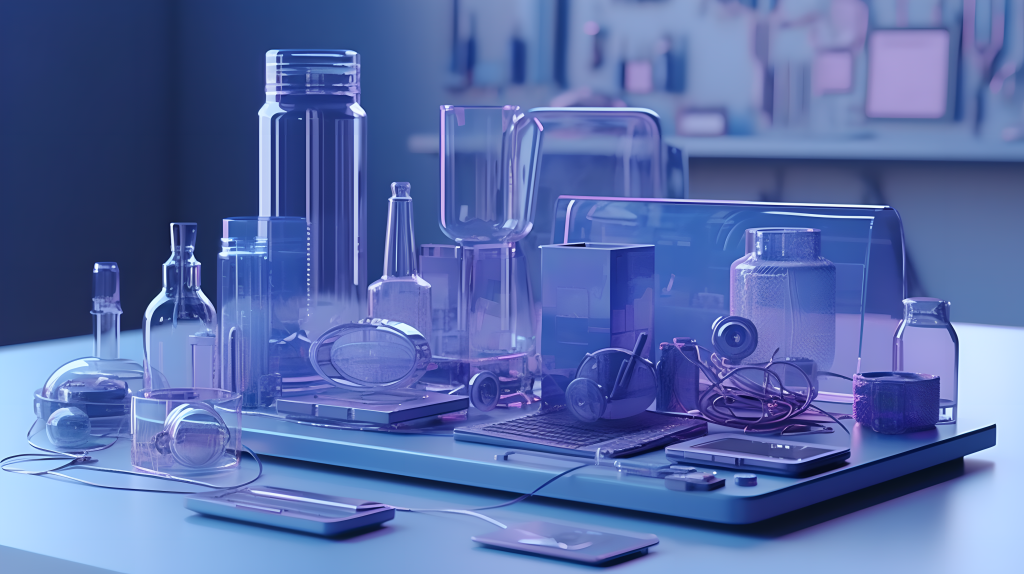 自然光下紫色的瓶瓶罐罐图片