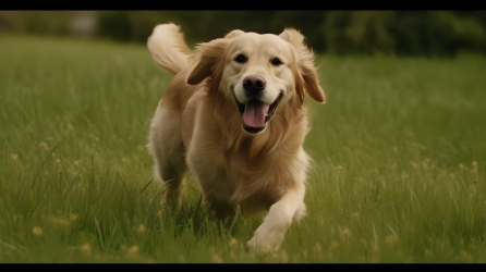 萌宠温顺可爱金毛犬奔跑图