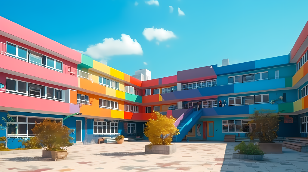 校园明媚教学楼摄影版权图片下载