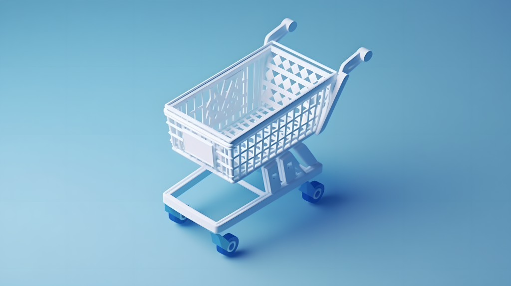 精致小巧的白色购物车摄影图片