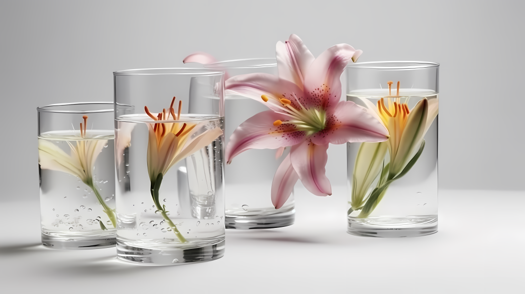 唯美粉色百合花桌面摆件版权图片下载