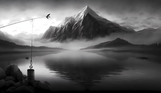 晨雾中的湖泊风光摄影图