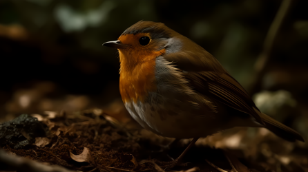 欧洲森林中的知更鸟鸟类摄影图