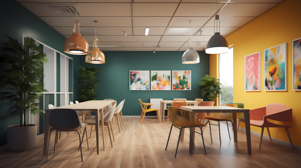 办公室休息区漂亮装饰画摄影图片