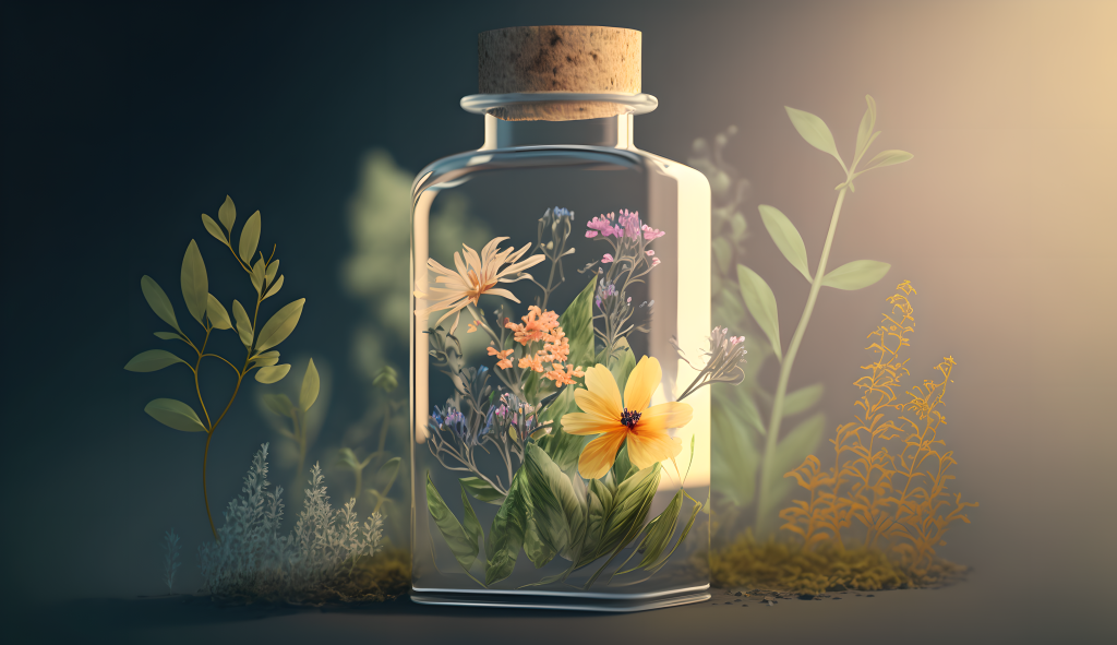 长在玻璃瓶中的花草高清图