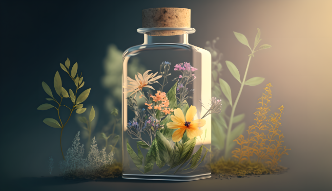 长在玻璃瓶中的花草高清图