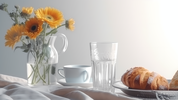白色背景餐早餐水杯花瓶摄影版权图片下载