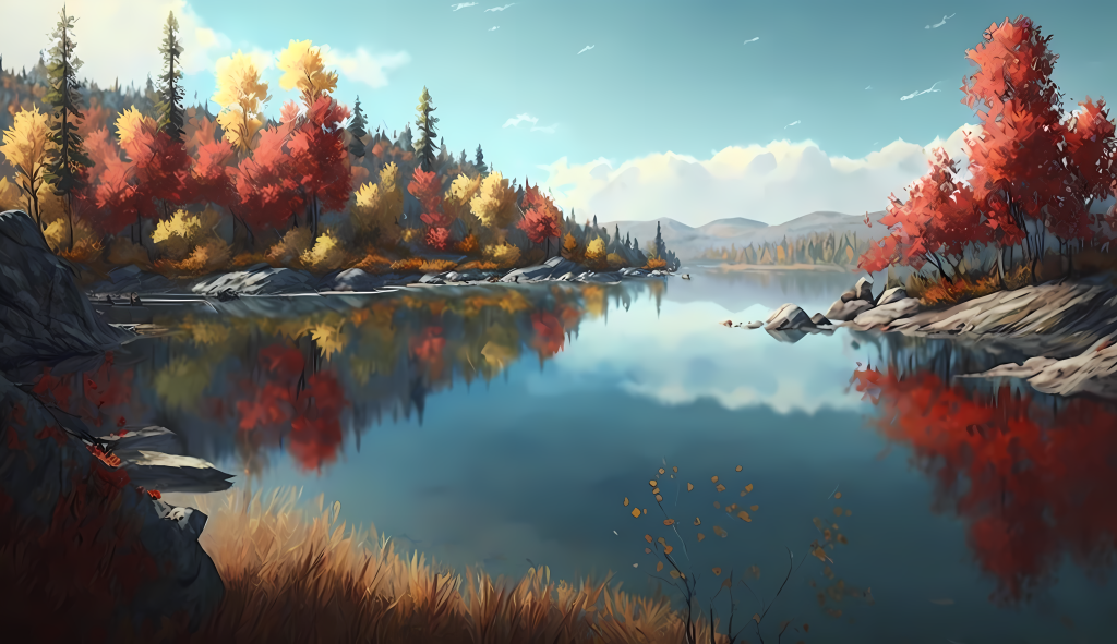 水天一色秋季风光摄影高清图