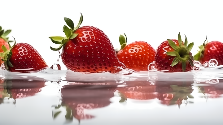鲜红草莓清新明亮摄影版权图片下载