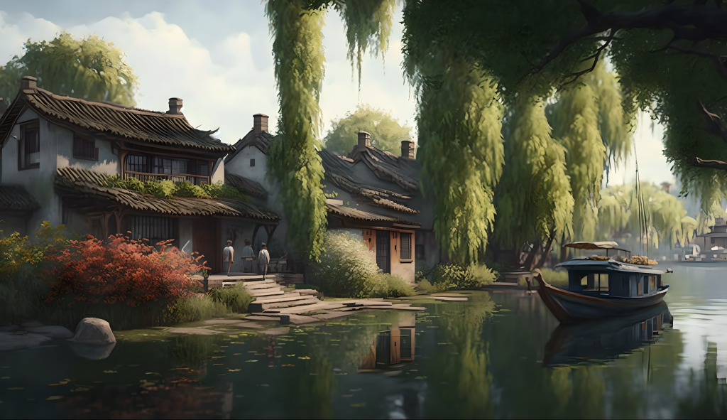 江南水乡烟雨画卷版权图片下载