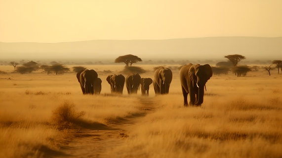 非洲大草原上的象群