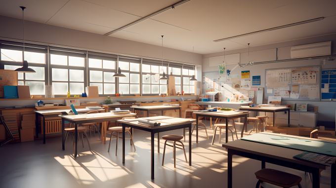 整洁明亮的教室摄影