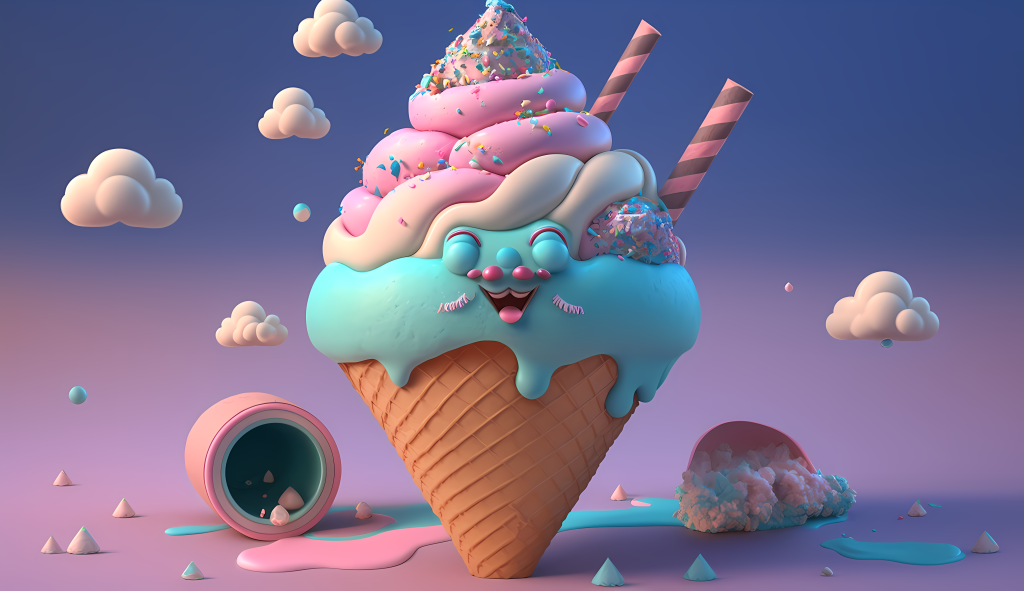 甜筒冰淇淋二次元图片
