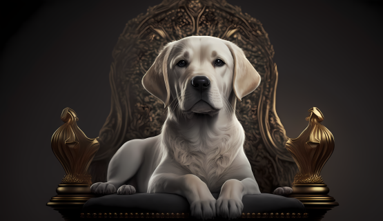 坐在王座上的拉布拉多宠物狗图片