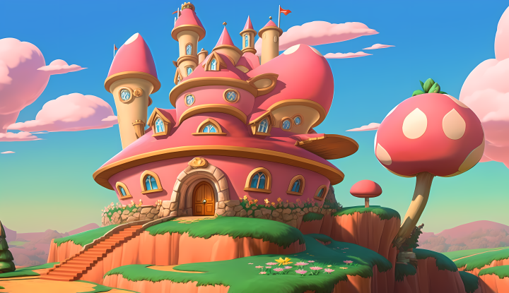 粉色可爱游戏城堡风景版权图片下载