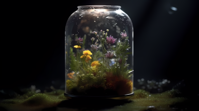 微缩生态玻璃罐摄影图