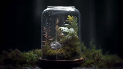 唯美玻璃罐植物生态系统图片