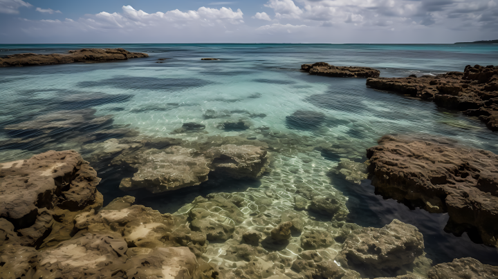 清澈的海水岩石高清图版权图片下载