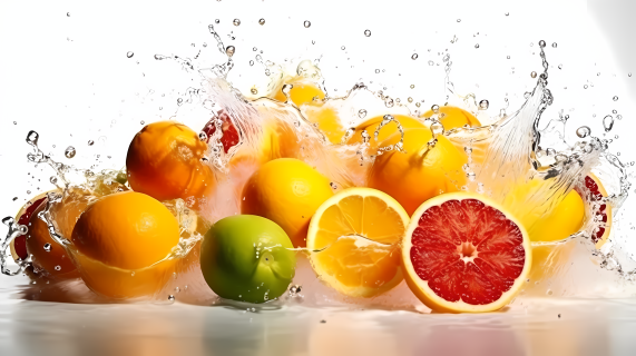 柠檬橙子葡萄柚柑橘清新高清图