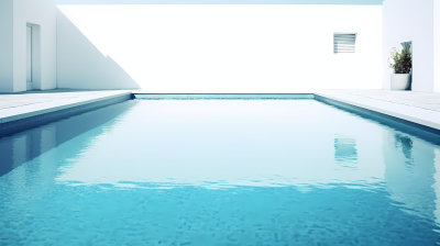 清凉夏日白色背景的游泳池