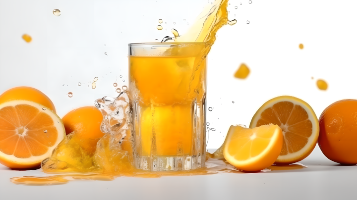 清新可口的橙子果汁饮品摄影高清图版权图片下载