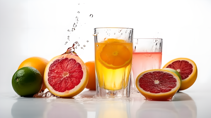 葡萄柚果汁和橙汁高清图版权图片下载