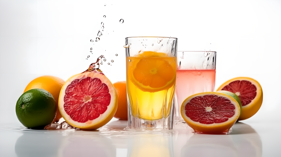 葡萄柚果汁和橙汁高清图